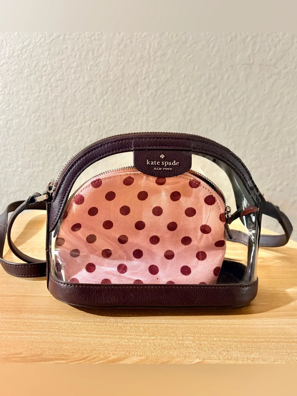 Kate Spade New York Sylvia See-Through Clear Lia Dot Dome Crossbody Bag Handbag